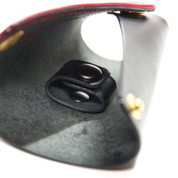 オリジナルハンドバッグ持ち手ハンドルカバーレッド茶ブラウンニッケル真鍮ボタン 8枚目の画像