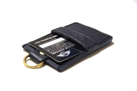 ≪現品処分セール≫オリジナル2枚収納カードケースネイビーDカン付き 4枚目の画像