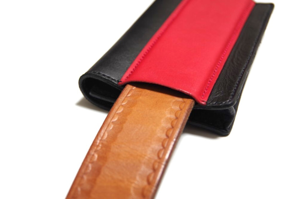 ≪現品処分セール≫汎用ベルト用携帯ケース黒赤色 5枚目の画像