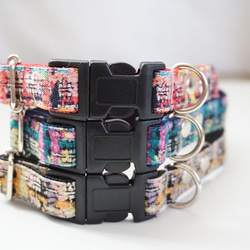 フェイクツイード（ブルー）＊犬用首輪（１０／１５／２０ｍｍ幅）　オーダーメイド　子犬　小型犬　中型犬　チェック 3枚目の画像