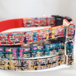 フェイクツイード（ブルー）＊犬用首輪（１０／１５／２０ｍｍ幅）　オーダーメイド　子犬　小型犬　中型犬　チェック 4枚目の画像