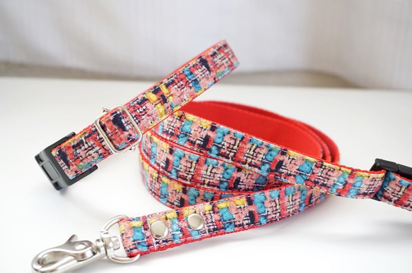 フェイクツイード（ブルー）＊犬用首輪（１０／１５／２０ｍｍ幅）　オーダーメイド　子犬　小型犬　中型犬　チェック 5枚目の画像