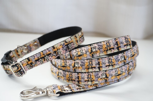 フェイクツイード（ブルー）＊犬用首輪（１０／１５／２０ｍｍ幅）　オーダーメイド　子犬　小型犬　中型犬　チェック 6枚目の画像