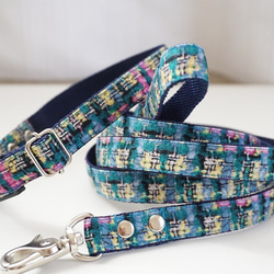 フェイクツイード（ブルー）＊犬用首輪（１０／１５／２０ｍｍ幅）　オーダーメイド　子犬　小型犬　中型犬　チェック 7枚目の画像