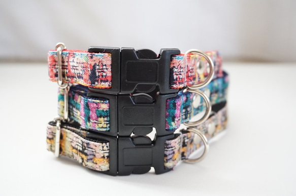 フェイクツイード（グレー）＊犬用首輪（１０／１５／２０ｍｍ幅）　オーダーメイド　子犬　小型犬　中型犬　チェック 3枚目の画像