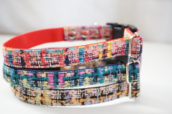 フェイクツイード（グレー）＊犬用首輪（１０／１５／２０ｍｍ幅）　オーダーメイド　子犬　小型犬　中型犬　チェック 4枚目の画像