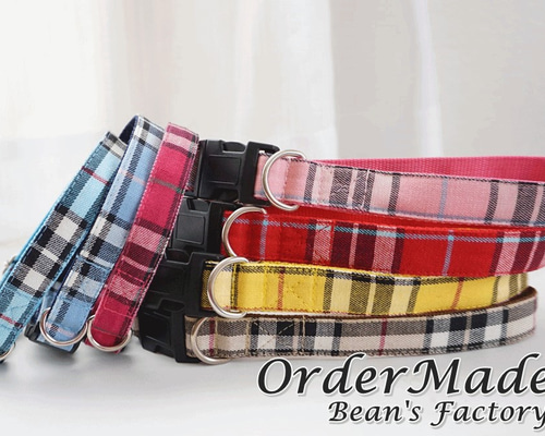 タータンチェック（全7色）＊犬用首輪（15／20mm幅） オーダー