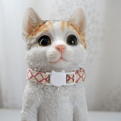 猫用首輪♪各種パーツが選べる！　miniモロッカン柄　リボン　猫　ネコ　首輪　cat　１０mm幅　オシャレ 4枚目の画像