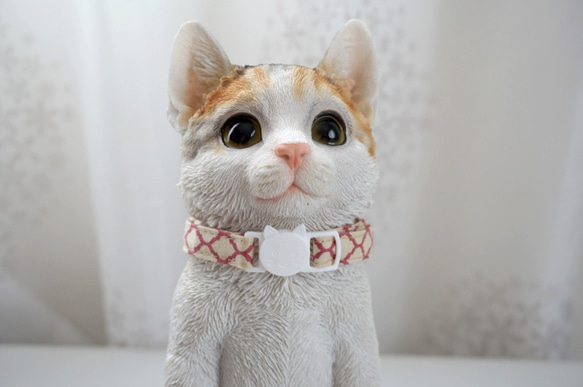 猫用首輪♪各種パーツが選べる！　miniモロッカン柄　リボン　猫　ネコ　首輪　cat　１０mm幅　オシャレ 4枚目の画像