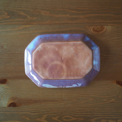 粉引紫　8.5寸八角オーバルプレート【萩焼】 4枚目の画像
