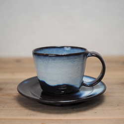 青萩釉　コーヒーカップ＆ソーサー【萩焼】 1枚目の画像