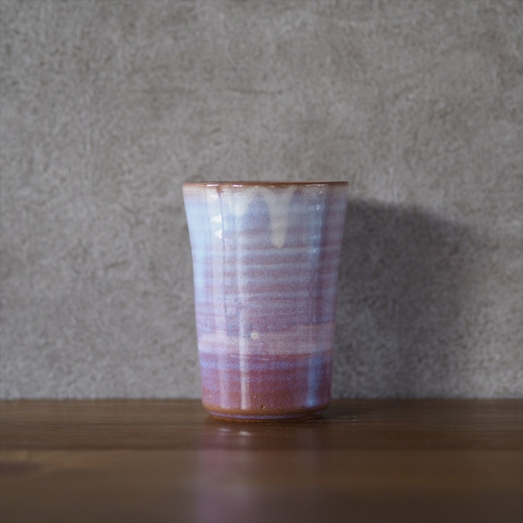 粉引紫　ビールカップ【萩焼】 1枚目の画像