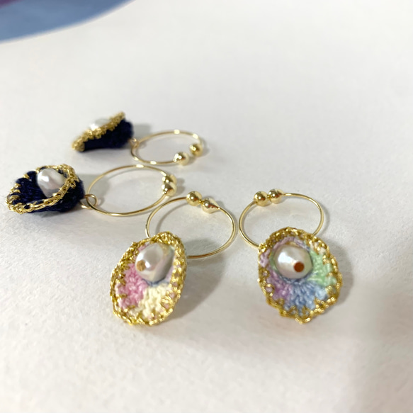 揺らめく花びらイヤリング✴︎ﾊﾞﾛｯｸﾊﾟｰﾙ✴︎ピアス✴︎ｸﾞﾗﾃﾞｰｼｮﾝ✴︎小振 2枚目の画像