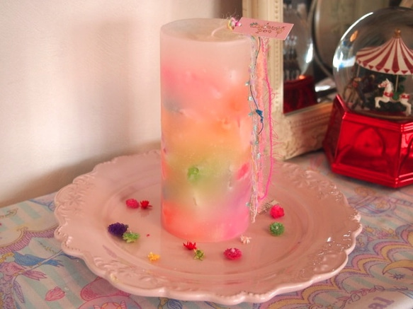 meltingpot candle♡ホワイト/蛍光カラフル16 1枚目の画像