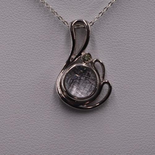 レア★モルダバイト メテオライト シルバーカラー ネックレストップ silver925】メテオライト＆モルダバイト ネックレス ネックレス