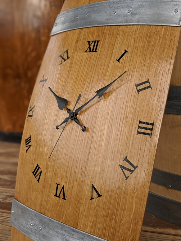 ワイン樽　掛け時計　高級オーク材 3枚目の画像
