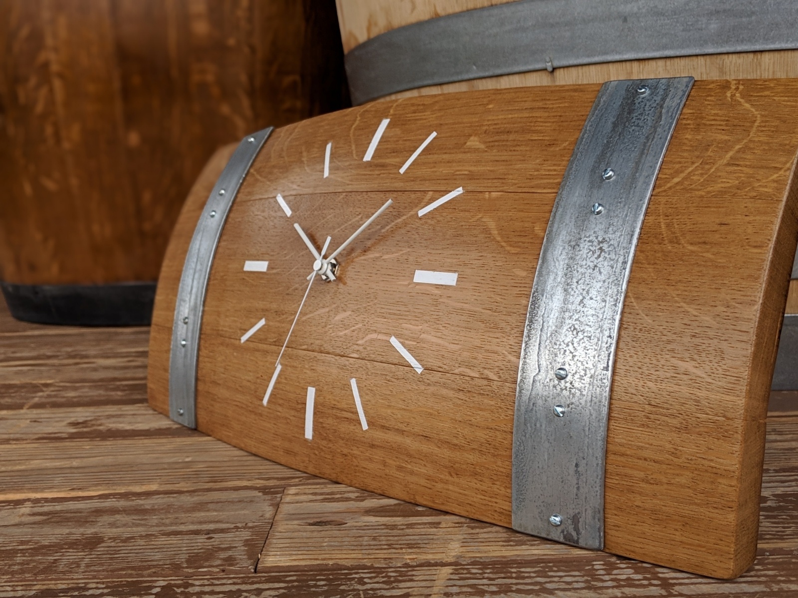 ワイン樽　置き時計　掛け時計　2WAY　高級オーク材