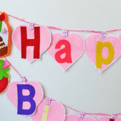 大人気バースデイケーキ＆苺のお誕生日のハートガーランド 5枚目の画像