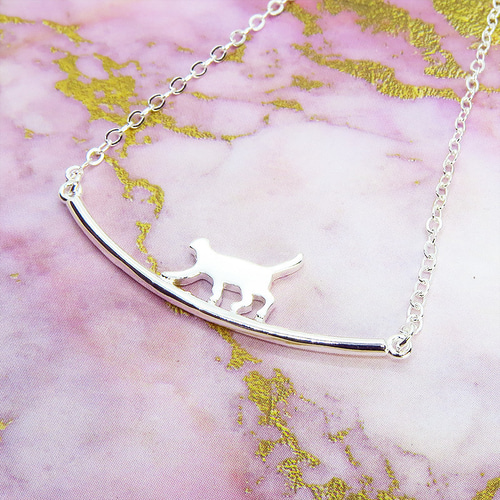 再販】シルバー925 猫ネックレス 猫が歩くモチーフの大人可愛い
