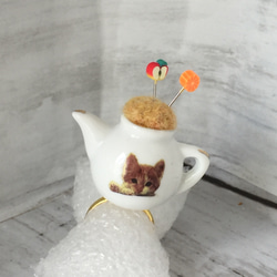 猫カフェ♪フルーツティーポットのミニミニピンクッション（リングタイプ） 3枚目の画像