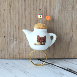 猫カフェ♪フルーツティーポットのミニミニピンクッション（リングタイプ） 4枚目の画像