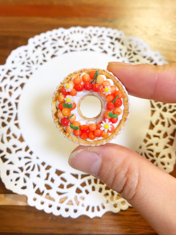 受注生産】ミニチュアさくらんぼリースタルト その他置物 プチプチ