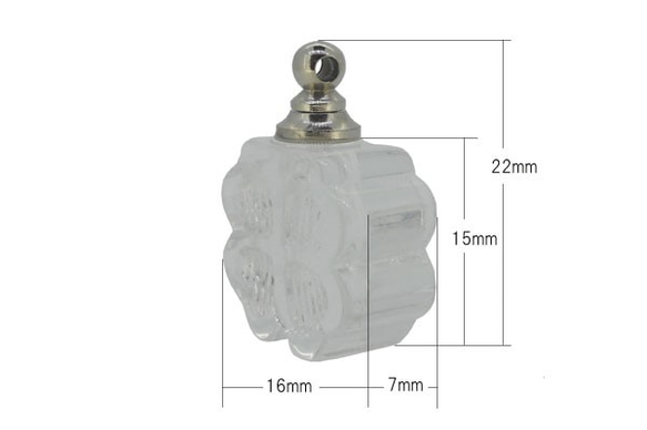 香水 ネックレス アロマ ペンダント ネックレス ガラス容器 香水瓶 0.1cc デコ 素材 花型 ２個セット 5枚目の画像
