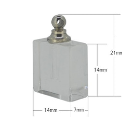 香水 ネックレス アロマ ペンダント ネックレス ガラス容器 香水瓶 0.1cc デコ 素材 正方形型 ２個セット 5枚目の画像