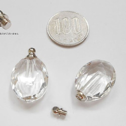 香水 ネックレス アロマ ペンダント ネックレス ガラス容器 香水瓶 0.1cc デコ 素材 クリスタル楕円型 1枚目の画像