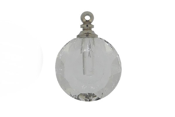 香水 ネックレス/アロマ ペンダント ネックレス/ガラス容器 香水瓶 0.1cc デコ 素材 クリスタル円型 3枚目の画像