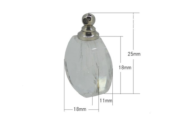 香水 ネックレス/アロマ ペンダント ネックレス/ガラス容器 香水瓶 0.1cc デコ 素材 クリスタル円型 5枚目の画像