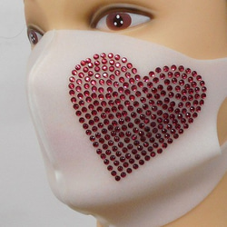 Shareki Mサイズ マスクアクセサリー アイロンで付ける キラキララインストーン ファッションマスク ハート 3枚目の画像