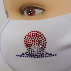 Shareki Lサイズ マスクアクセサリー アイロン付着 キラキララインストーン ファッションマスク 富士山 日の出 4枚目の画像