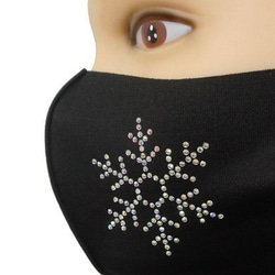 Shareki Lサイズ マスクアクセサリー アイロンで付ける キラキララインストーン ファッションマスク 雪　結晶２ 2枚目の画像