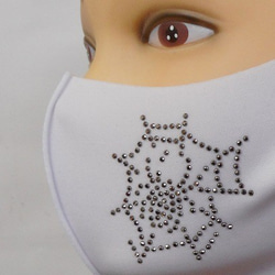 Shareki Mサイズ マスクアクセサリー アイロンで付ける キラキララインストーン ファッションマスク 蜘蛛 クモ 3枚目の画像
