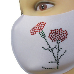Shareki Lサイズ マスクアクセサリー アイロン付着 キラキララインストーン ファッションマスク カーネーション3 6枚目の画像