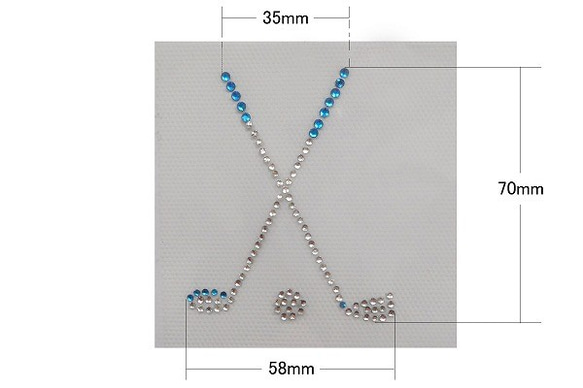 ゴルフ クラブ ホットフィックス キラキラ マスク ラインストーン アイロン付着 デコシート Shareki 2枚目の画像