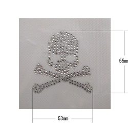 Shareki ホットフィックス キラキラ ラインストーン アイロン付着 ホットフィックスデコシート 骸骨 スカル 2枚目の画像