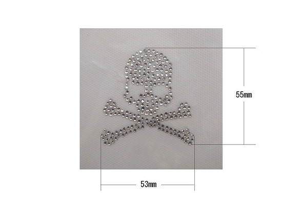 Shareki ホットフィックス キラキラ ラインストーン アイロン付着 ホットフィックスデコシート 骸骨 スカル 2枚目の画像