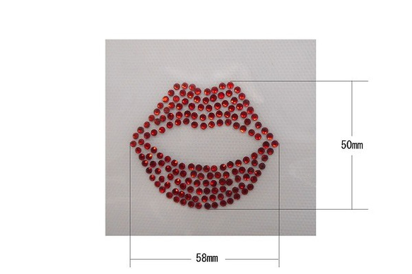 Shareki ホットフィックス キラキラ ラインストーン アイロン付着 ホットフィックスデコシート リップ 唇 2枚目の画像
