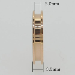 ハンドメイド素材 316Lサージカルステンレス ピンクゴールド　指輪(リング）幅3.5mm 内径15mm(7号) 1溝 1枚目の画像