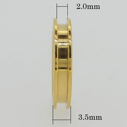 ハンドメイド素材 316Lサージカルステンレス ゴールド 指輪(リング）幅3.5mm 内径17mm(13号) 1溝 1枚目の画像