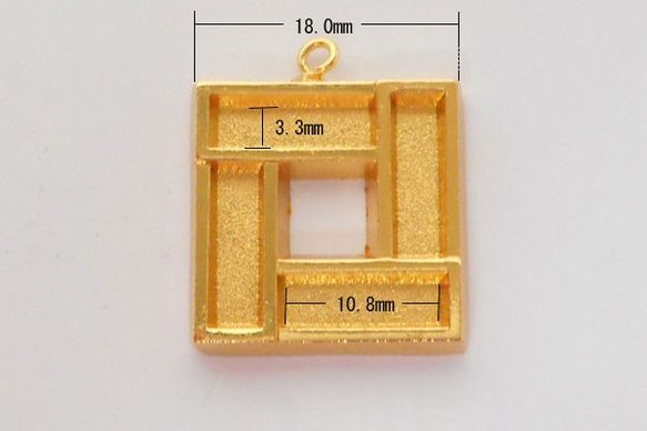 SHAREKI エポキシ樹脂粘土  スクエア（四角形）ペンダントフレーム  ゴールド  squ-pen2-g 1枚目の画像