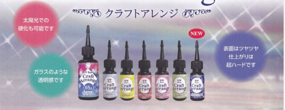 ハイブリッドUVレジン液 カラーレジン ハードタイプ (紫外線 ＵＶ 硬化 樹脂液) 1本25g 6色セット各1本日本製 2枚目の画像