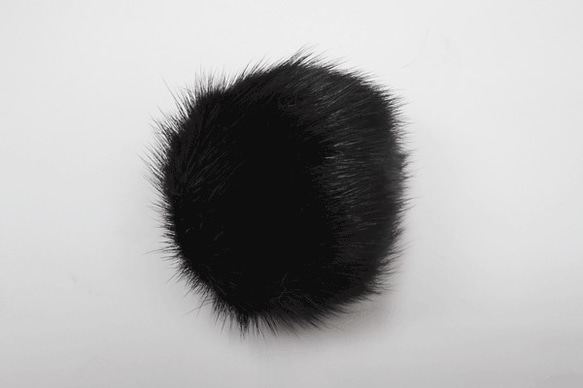 SHAREKI ミンクファーボール(天然）(カン付き） ブラック　80mm 1セット1個入り fur-8cm-bk 1枚目の画像