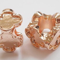 SHAREKI 樹脂粘土 クレイデコ チャーム芯 (ロンデル）花型 四面 2個入り ピンクゴールド b-16 1枚目の画像