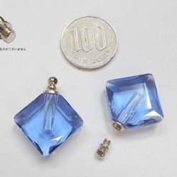 香水 ネックレス アロマペンダント ネックレス ガラス容器 香水瓶 0.1cc ヒシ型 （ブルー） ko-hisi-bu 1枚目の画像