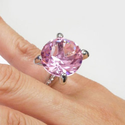 SHAREKI フェイクダイヤモンド 立て爪キーホルダー ピンク key-ta-p 3枚目の画像