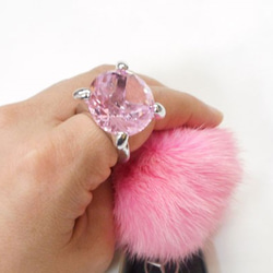 SHAREKI フェイクダイヤモンド 立て爪キーホルダー ピンク key-ta-p 5枚目の画像