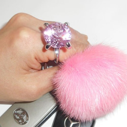 SHAREKI フェイクダイヤモンド 立て爪キーホルダー ピンク key-ta-p 6枚目の画像